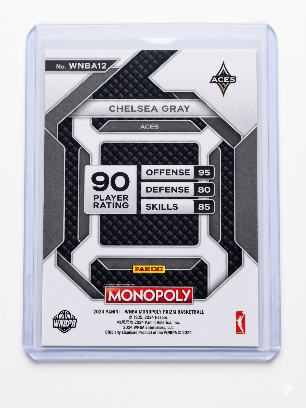 2024 Panini WNBA Monopoly PRIZM CHELSEA GRAY Silver #WNBA12