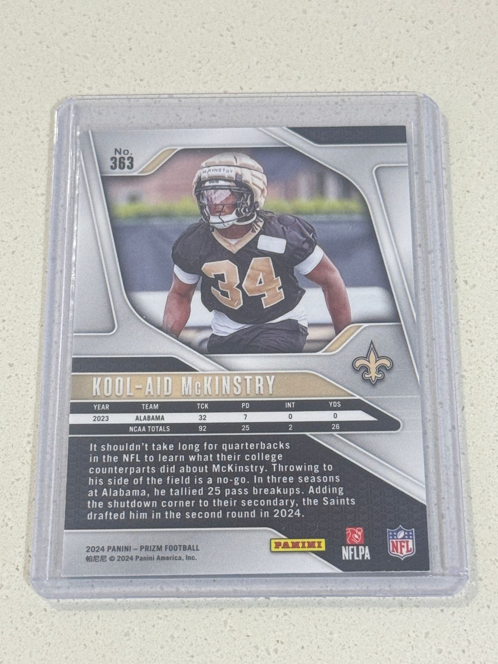 2024 Panini PRIZM Football KOLL-AID McKINSTRY RC Card Silver PRIZM #363