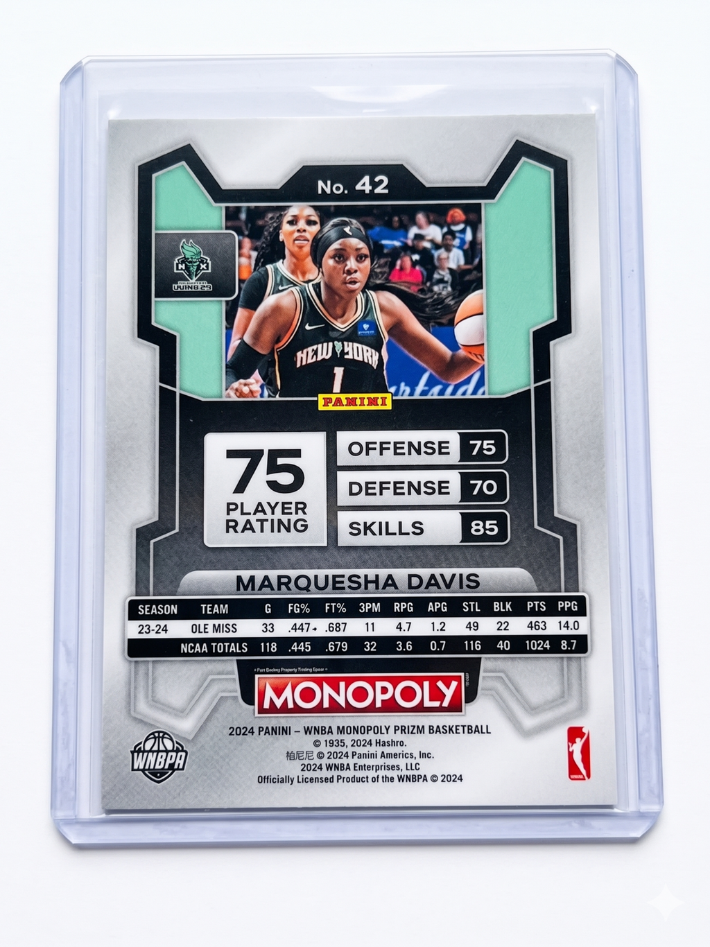 2024 Panini WNBA Monopoly PRIZM MARQUESHA DAVIS RC Base #42