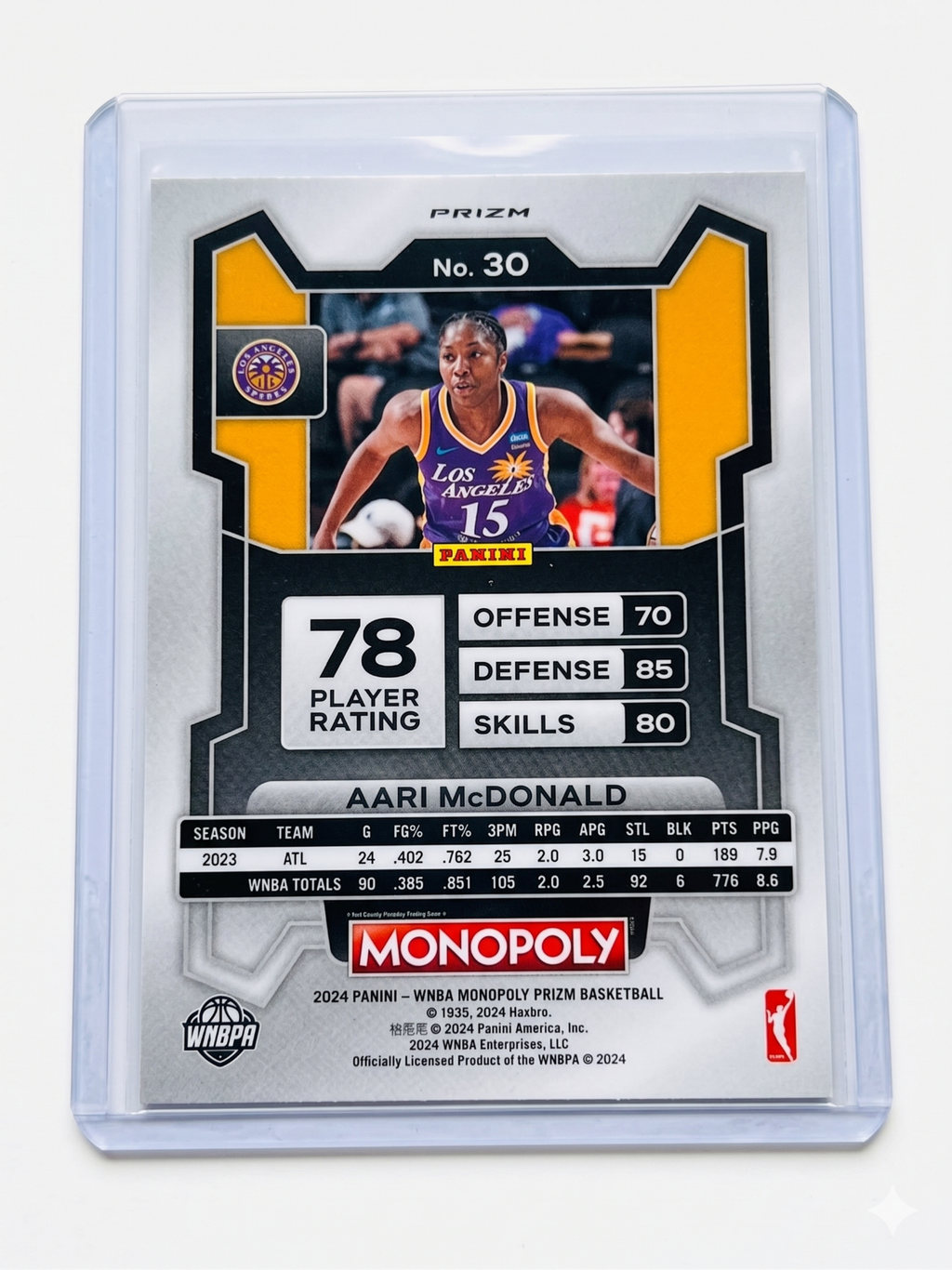 2024 Panini WNBA Monopoly PRIZM AARI McDONALD Red/Black Icons PRIZM #30