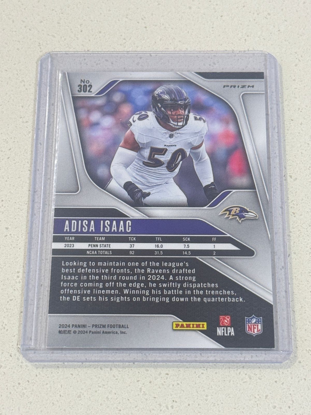 2024 Panini PRIZM Football ADISA ISAAC RC card Orange PRIZM #302