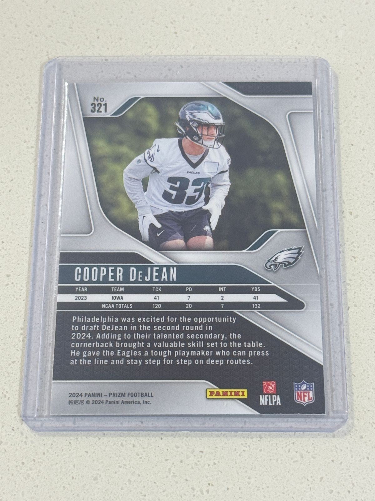 2024 Panini PRIZM Football COOPER DeJEAN RC Card Silver PRIZM #321