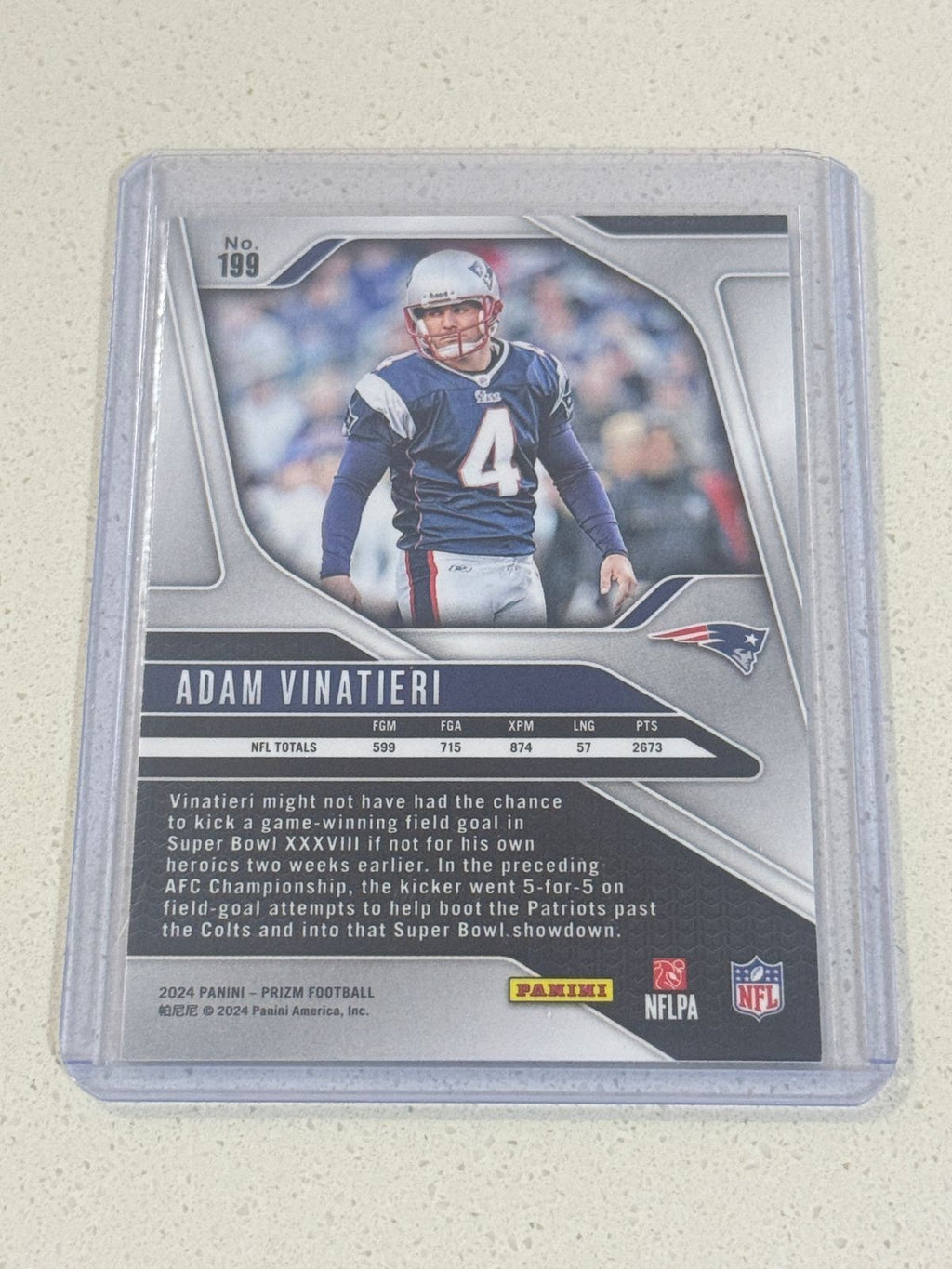 2024 Panini PRIZM Football ADAM VINATIERI # 199 Silver PRIZM