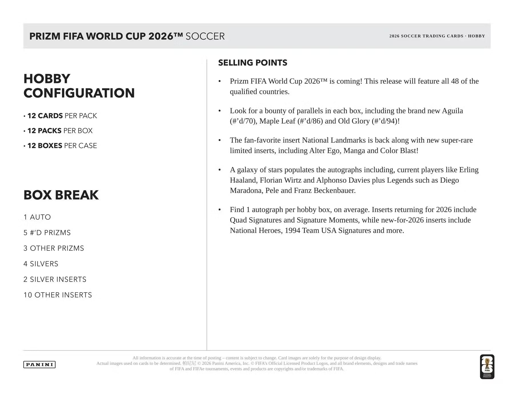 PREVENTA 2026 Panini Prizm FIFA World Cup Soccer HOBBY BOX